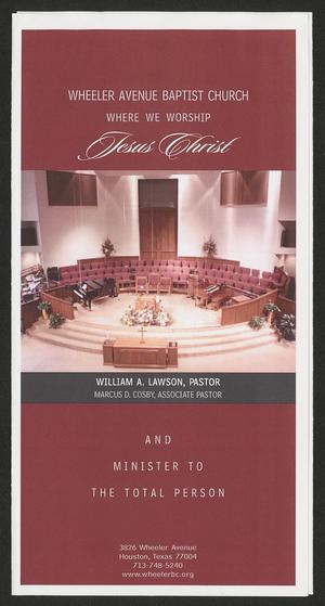 Primary view of object titled '[Wheeler Avenue Baptist Church Bulletin: August 10, 2003]'.