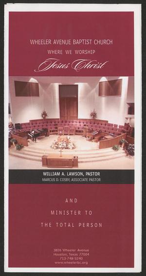 Primary view of object titled '[Wheeler Avenue Baptist Church Bulletin: September 14, 2003]'.