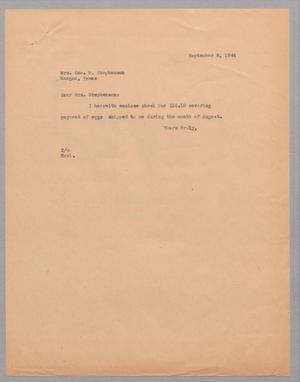Primary view of object titled '[Letter from D. W. Kempner to Mrs. Geo. W. Stephenson, September 06, 1944]'.