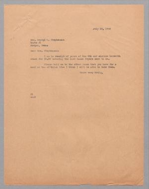 [Letter from Daniel W. Kempner to George W. Stephenson, July 10, 1944]