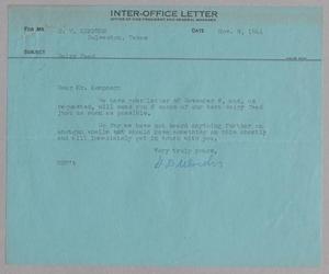 [Inter-Office Letter from G. D. Ulrich to D. W. Kempner, November 09, 1944]