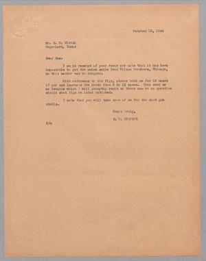 [Letter from D. W. Kempner to Gus D. Ulrich, October 10, 1944]