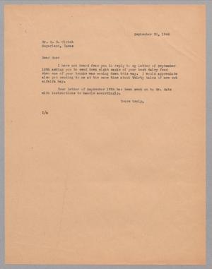[Letter from D. W. Kempner to G. D. Ulrich, September 20, 1944]