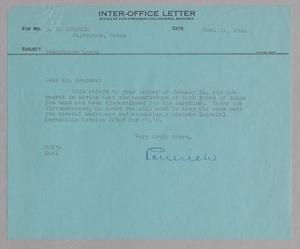 [Inter-Office Letter from G. D. Ulrich to D. W. Kempner, February 11, 1944]