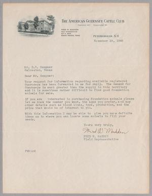 [Letter from Fred W. Madden to D. W. Kempner, November 19, 1948]