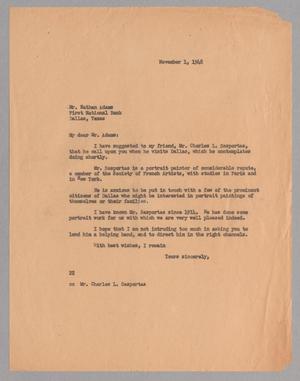 [Letter from D. W. Kempner to Nathan Adams, November 1, 1948]