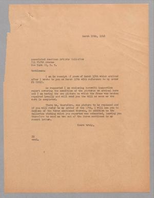 [Letter from D. W. Kempner to Associated American Artists Galleries, March 20, 1948]