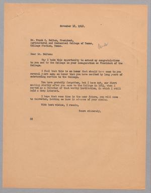[Letter from D. W. Kempner to Frank C. Bolton, November 18, 1948]
