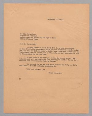 [Letter from Daniel W. Kempner to Bill Carmichael, September 27, 1948]