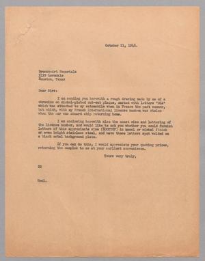 [Letter from Daniel W. Kempner to Bronze-Art Memorials, October 21, 1948]