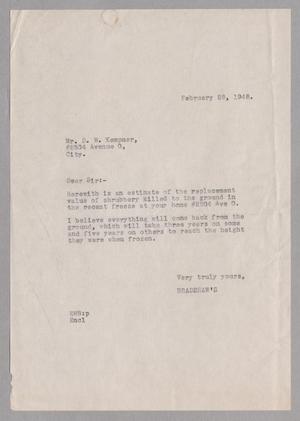 [Copy of Letter From E. W. Bradshaw to D. W. Kempner, February 28, 1948]