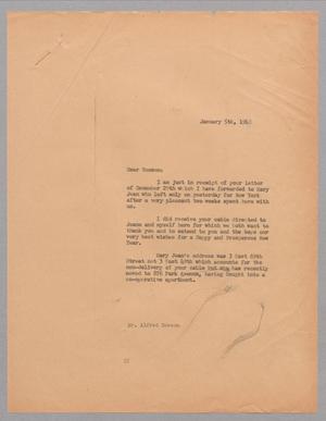 [Letter from D. W. Kempner to Alfred Bossom, January 5, 1948]