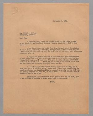 [Letter from D. W. Kempner to Joseph R. Bertig, September 09, 1948]