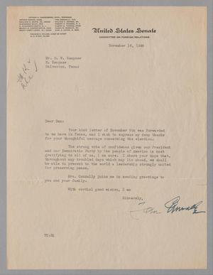 [Letter from Tom Connaly to Daniel W. Kempner, November 16, 1948]