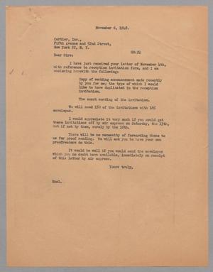 [Letter from Jeane Kempner to Cartier Inc., November 06, 1948]