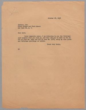 [Letter from Daniel W. Kempner to Cartier, Inc., October 18, 1948]