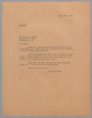 [Letter from Daniel W. Kempner to William C. Clayton, April 28, 1948]