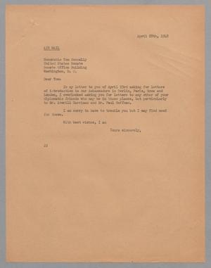 [Letter from Daniel W. Kempner to Tom Connally, April 28, 1948]