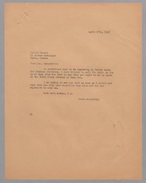 [Letter from D. W. Kempner to Callot Souers, April 27, 1948]