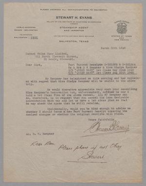 [Letter from Stewart H. Evans to Cunard White Star Limited, March 16, 1948]
