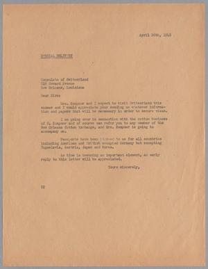 [Letter from D. W. Kempner to Consulate of Switzerland, April 26, 1948]