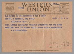 [Telegram from T. M. Carruthers to Daneil W. Kempner, March 1, 1948]