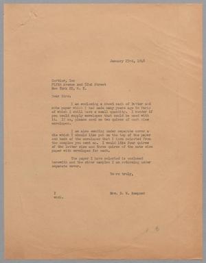 [Letter from Jeane B. Kempner to Cartier, Inc., January 23, 1948]