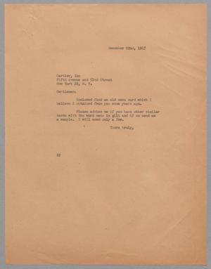 [Letter from Daniel W. Kempner to Cartier, Inc., December 22, 1947]