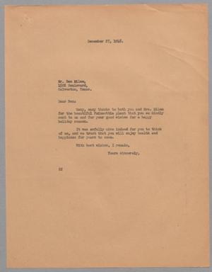 [Letter from Daniel W. Kempner to Ben Milam, December 27, 1948]