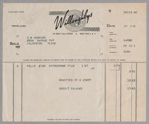 [Invoice for Ektochrome Film, Etc., October 1948]
