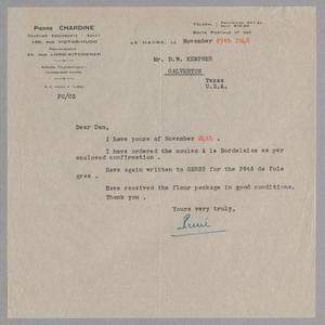 [Letter from Pierre Chardine to D. W. Kempner, November 29, 1948]