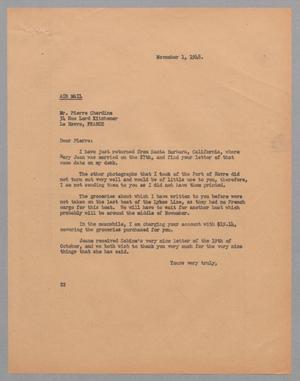 [Letter from D. W. Kempner to Pierre Chardine, November 1, 1948]
