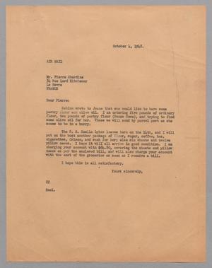 [Letter from D. W. Kempner to Pierre Chardine, October 4, 1948]