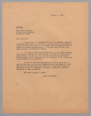 [Letter from D. W. Kempner to Pierre Chardine, October 1, 1948]