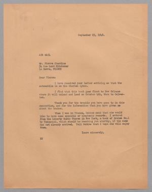 [Letter from D. W. Kempner to Pierre Chardine, September 23, 1948]