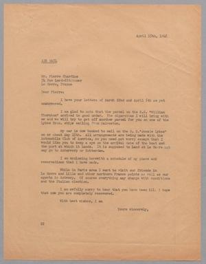 [Letter from D. W. Kempner to Pierre Chardine, April 15, 1948]