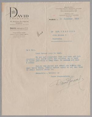 [Letter from David Frères to D. W. Kempner, November 11, 1948]