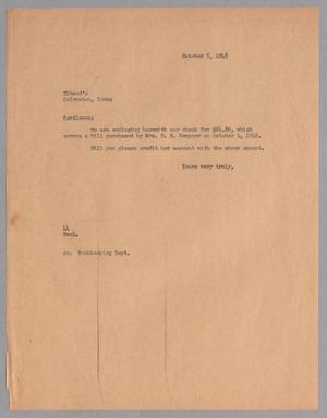 [Memorandum from A. H. Blackshear, Jr. to Eiband's , October 5, 1948]