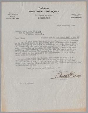 [Letter from Stewart H. Evans to Cunard White Star Limited, February 23, 1948]