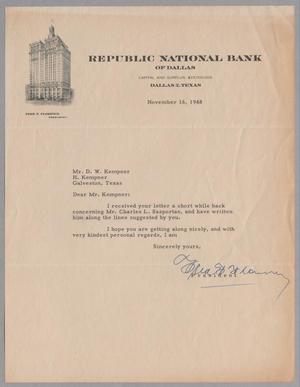 [Letter from Fred F. Florence to D. W. Kempner, November 16, 1948]