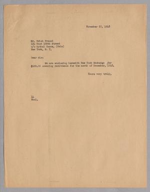 [Letter from A. H. Blackshear to Erich Freund, November 27, 1948]