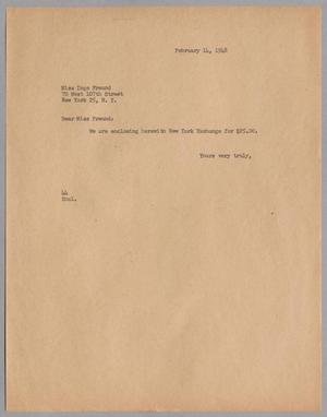 [Letter from Daniel W. Kempner to Inge Freund, February 14, 1948]