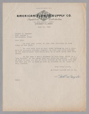 [Letter from M. C. Wright to Daniel W. Kempner, June 21, 1946]