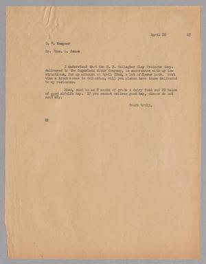 [Letter from Daniel W. Kempner to Thos. L. James, April 28, 1947]