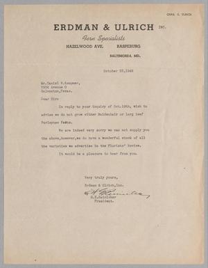 [Letter from Erdman Ulrich Inc. to Daniel W. Kempner, October 22, 1948]
