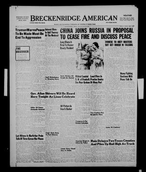 Primary view of object titled 'Breckenridge American (Breckenridge, Tex.), Vol. 31, No. 158, Ed. 1 Monday, June 25, 1951'.