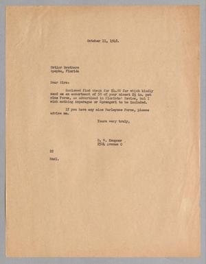 [Letter from Daniel W. Kempner to Ustler Brothers, October 11, 1948]