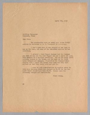 [Letter from Daniel W. Kempner to Griffing Nurseries, April 7, 1948]
