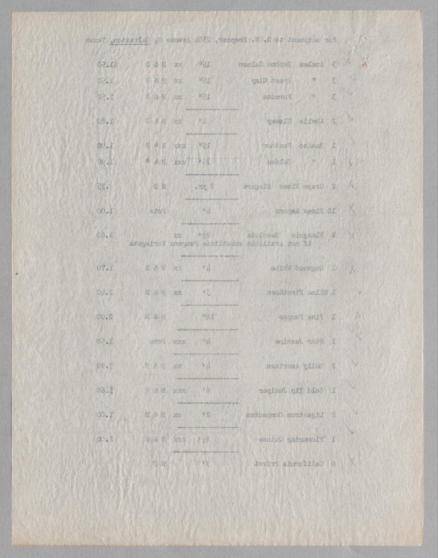 [Invoice for Items from Griffing Nurseries, March 1948]
                                                
                                                    [Sequence #]: 4 of 6
                                                