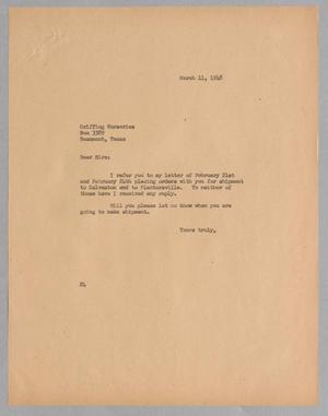 [Letter from Daniel W. Kempner to Griffing Nuseries, March 11, 1948]